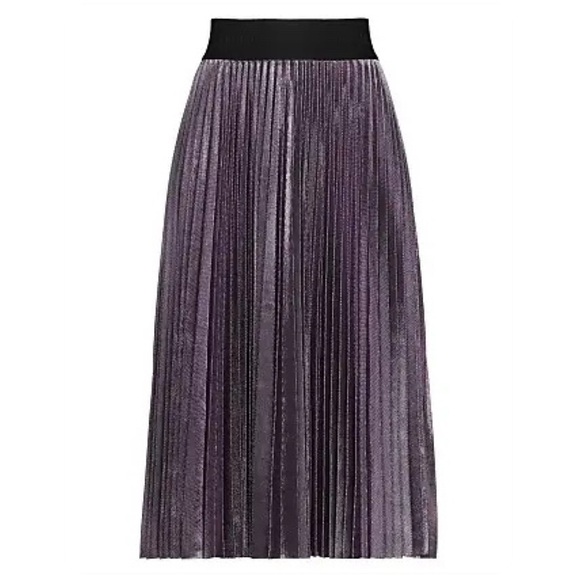 Traffic People Pleated Midi Skirt Metallic Shimmer Purple - Picture 1 of 12
